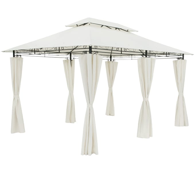 Pavillon Luzio de Nancy - Tente de fête - Pavillon de Jardin - Beige - Protection UV - ± 300 x 400 x 270 cm