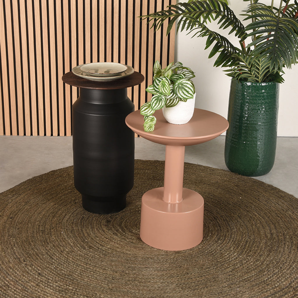 LABEL51 Table d'appoint Jik - Noir - Bois de manguier - Ø 35 cm