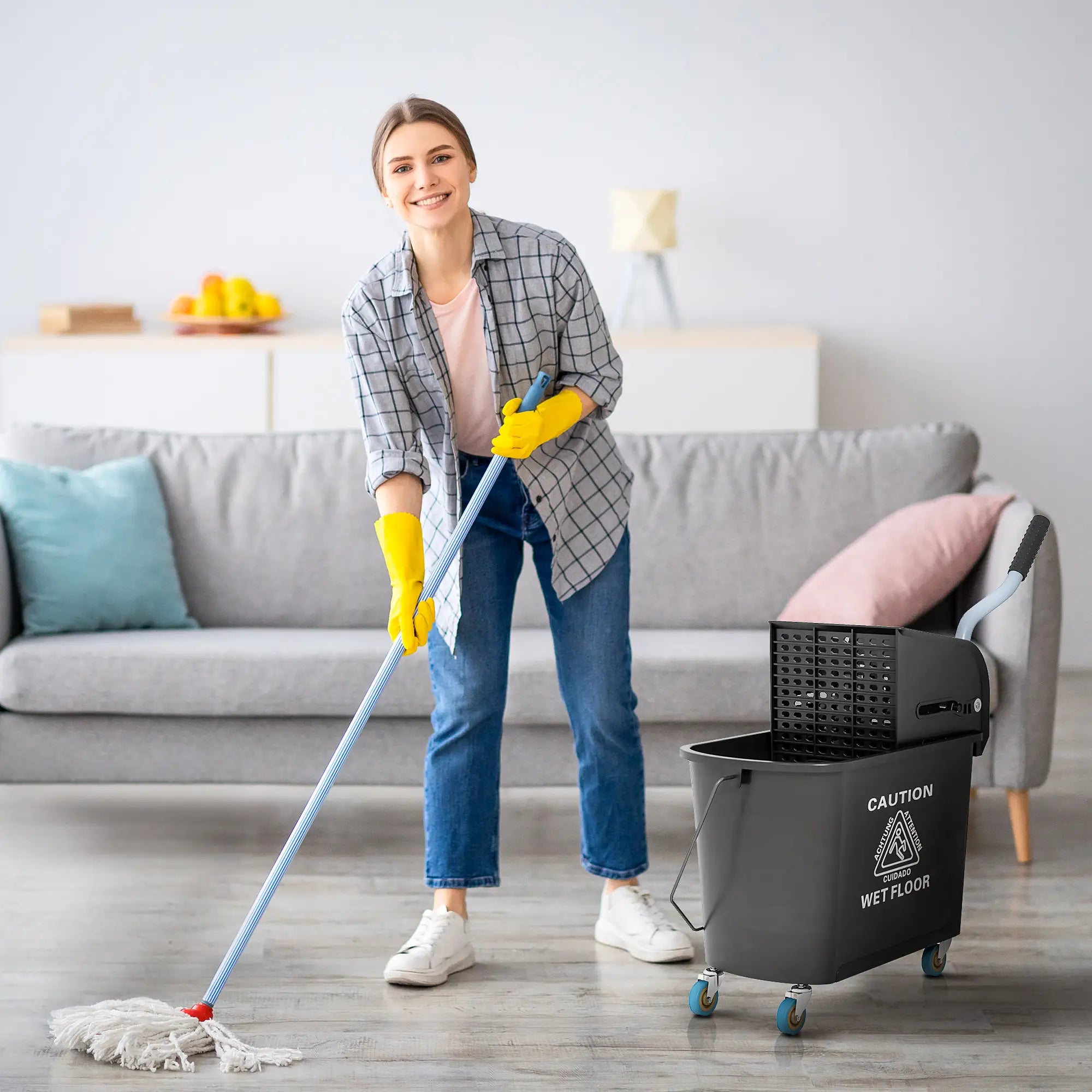 Nancy's Juncal Schoonmaakwagen - Schoonmaakkar - Schoonmaakemmer - Dweilemmer - Zwart - 20 Liter