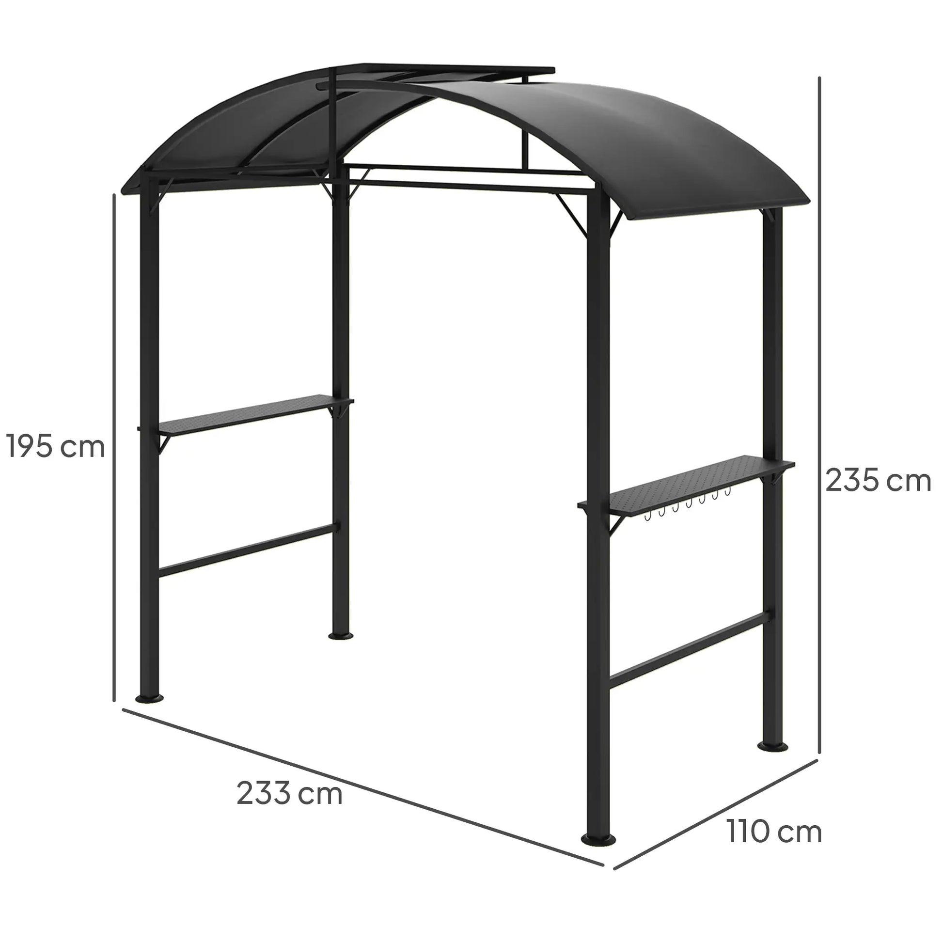 Nancy's Abriola Bbq overkapping - Barbecue Paviljoen - Bbq afdak - Grijs - Staal - ± 230 x 110 x 235 cm