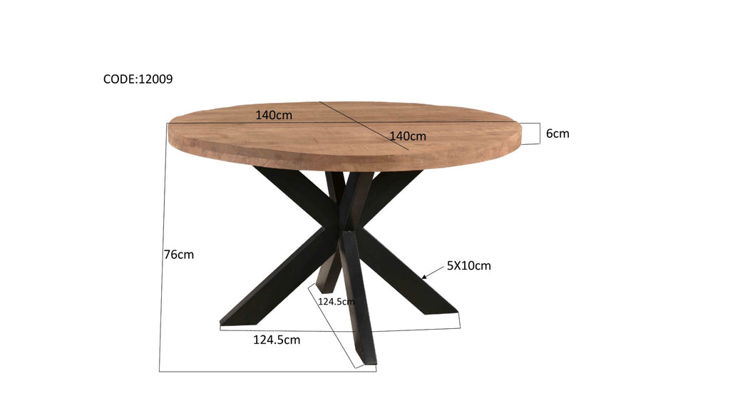 Nancy's Neiva Eettafel - Eetkamertafel - Rond - Mangohout - Ø 140 cm