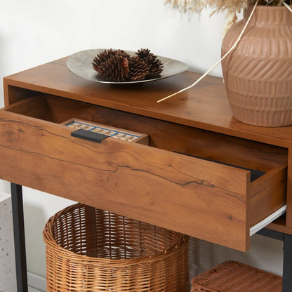 Nancy's Jales Sidetable - Console table - Side table - Natural / Black - Steel - ± 80 x 30 x 75 cm