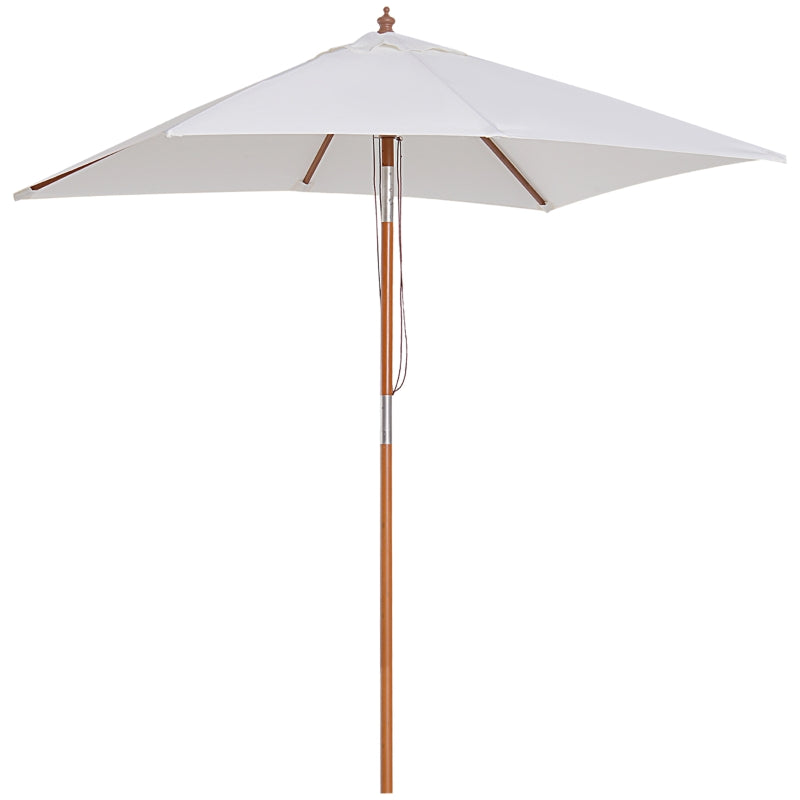 Nancy's Arvin Parasol - Tuinparasol - Zonwering - Opvouwbaar - 3 Niveaus - Hout - Polyester - Créme- 200 x 150 cm