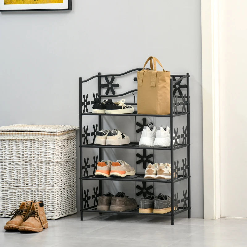 Nancy's Arcol Bay Shoe rack - Shoe cabinet - Black - Steel - ± 60 x 30 x 90 cm