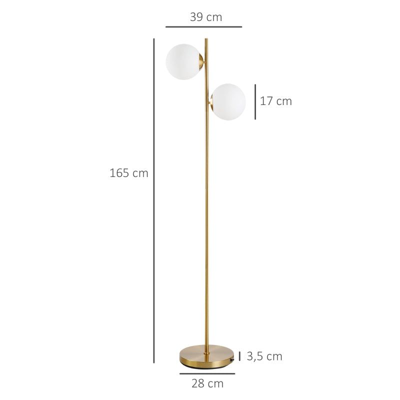 Nancy's San Filipe Vloerlamp - Staande Lamp - Goud / Wit - Staal / Glas