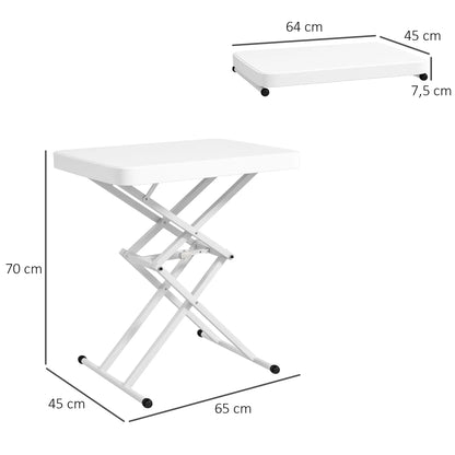 Nancy's Turcifal Tuintafel - Balkontafel - Inklapbaar- In Hoogte Verstelbaar - Wit - 65 x 45 x 70 cm