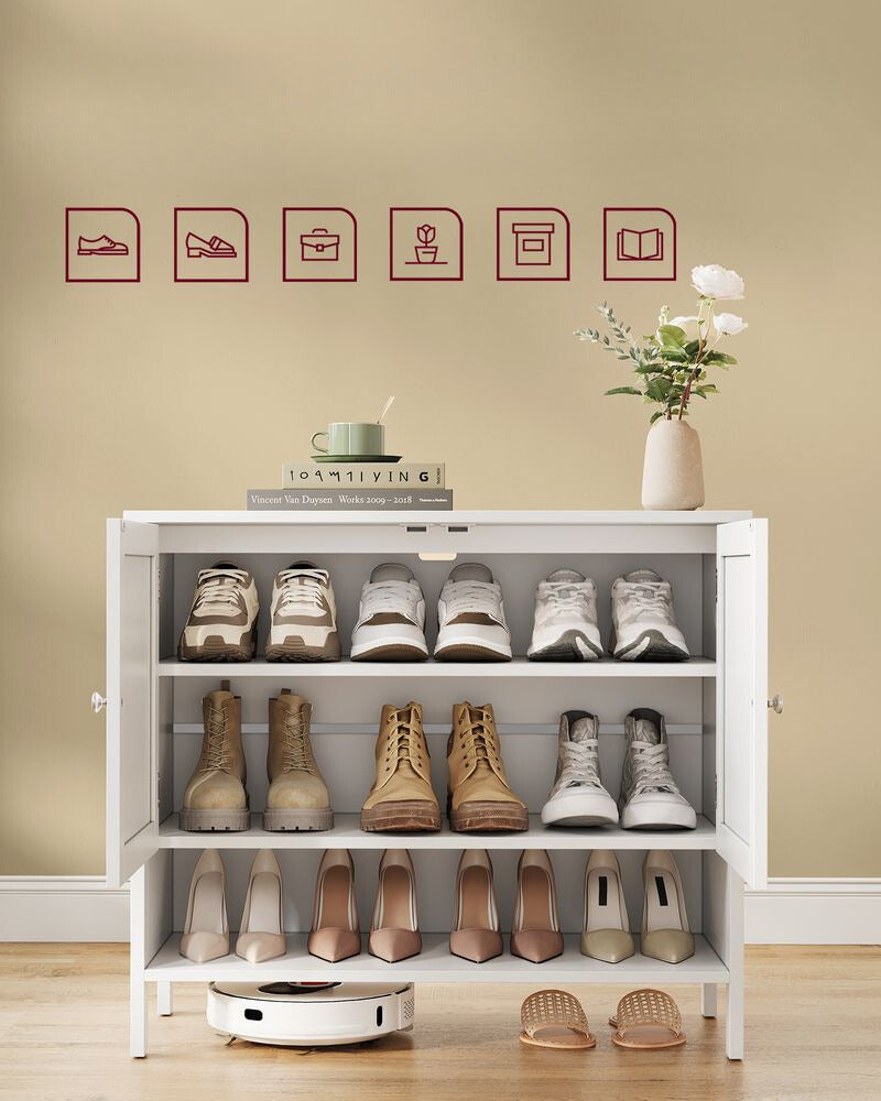 Nancy's Bentino Shoe Cabinet - Shoe Rack - White - 80 x 35 x 70 cm