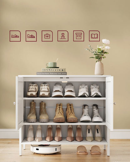 Nancy's Bentino Shoe Cabinet - Shoe Rack - White - 80 x 35 x 70 cm