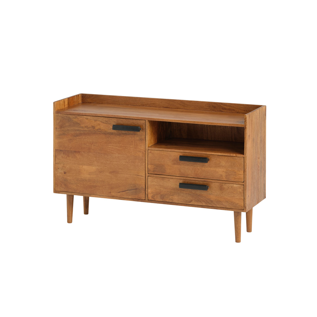 Nancy's Cortes Dressoir - Opbergkast - 2 lades en 1 open vak - Ginger - Massief Mangohout - 130 x 40 x 80 cm