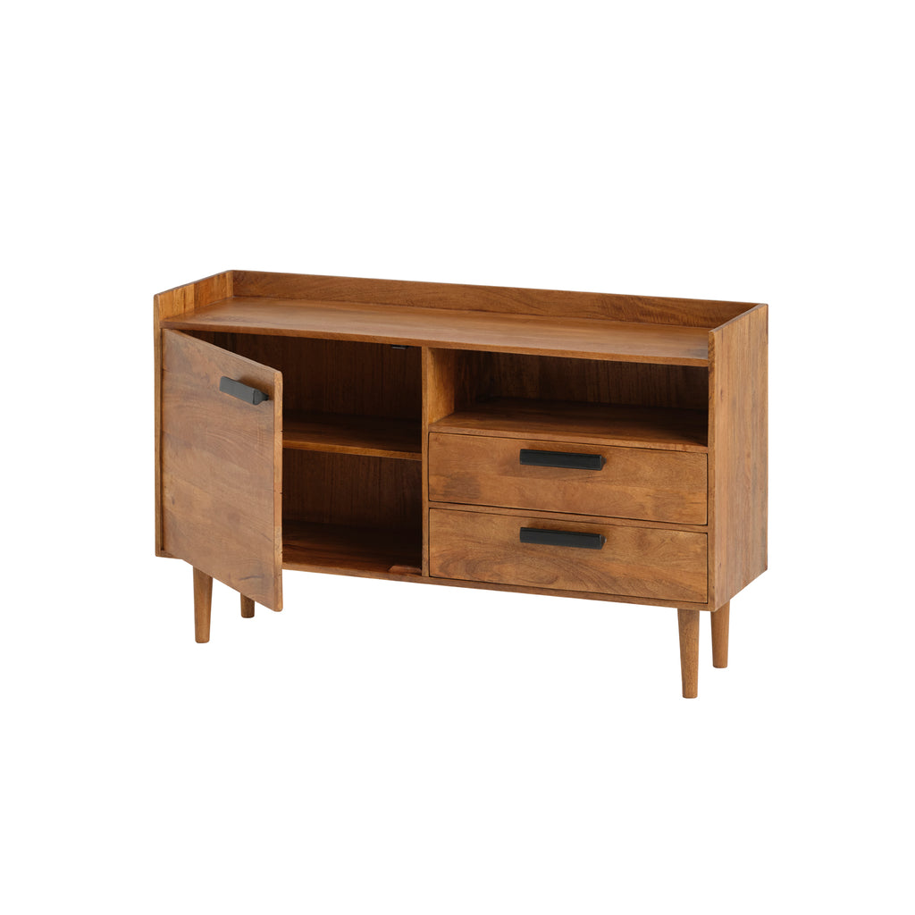 Nancy's Cortes Dressoir - Opbergkast - 2 lades en 1 open vak - Ginger - Massief Mangohout - 130 x 40 x 80 cm