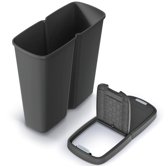 Nancy's Accadia Duo Waste Bin - Garbage Bin - Black - 50 liters