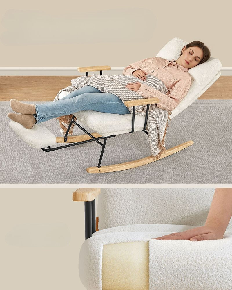 Nancy's Bordonhos Schommelstoel - Loungestoel - Relaxstoel - Roomwit - Fleece