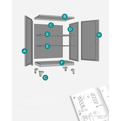 Nancy's Tenderden Archierfkast - Kantoorkast - Zwart - Staal - Modern - Industrieel - 80 x 40 x 90 cm