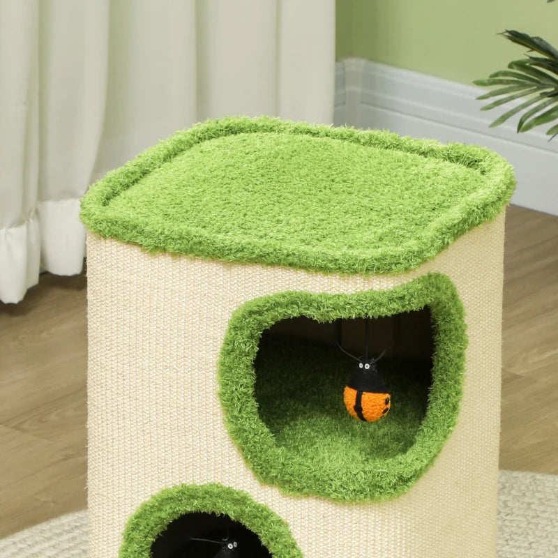 Nancy's Chauto Kattenboom - Kattengrot - Kattentoren - Groen / Crème Wit - ± 40 x 40 x 50 cm