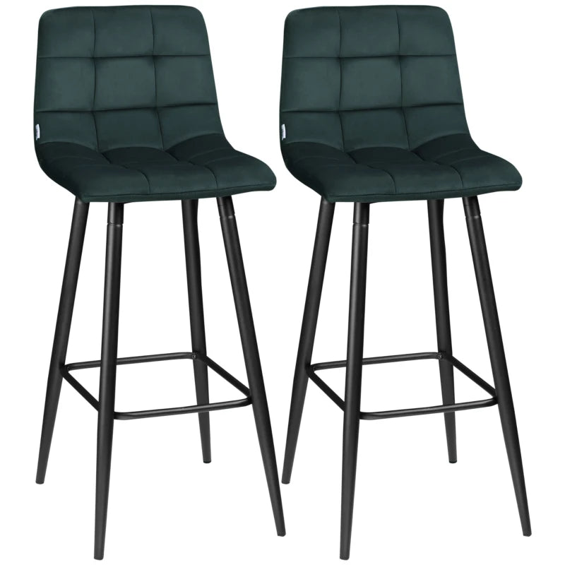 Nancy's Cambra Bar Stools - Bar Chairs - Set of 2 - Green - 42 x 47 x 105 cm