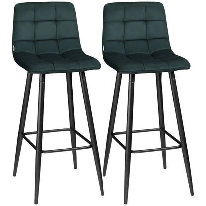 Tabourets de bar Nancy's Cambra - Chaises de bar - Lot de 2 - Vert - 42 x 47 x 105 cm