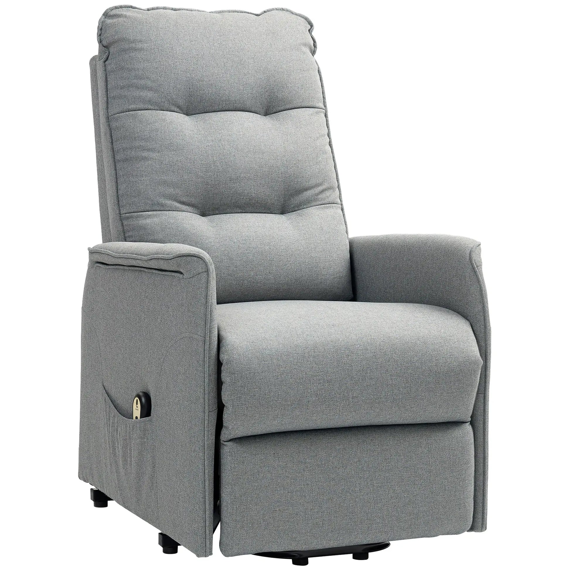 Nancy's Louredo Sta op Stoel - Seniorenstoel - Opsta Stoel - Relaxfauteuil - Grijs - Linnen