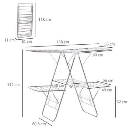 Nancy's Beira Wasrek - Droogrek - Opvouwbaar - Zilver / Wit