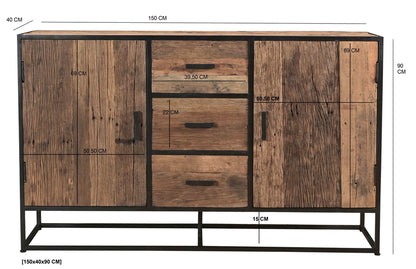 Nancy's Lima Dressoir - Riverwood - Gecoat Staal - 40 x 150 x 90 cm