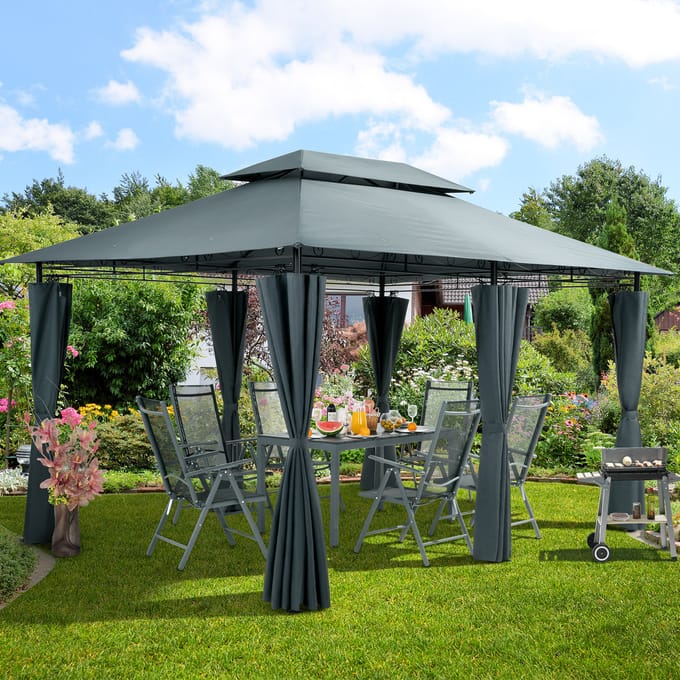 Pavillon Luzio de Nancy - Tente de fête - Pavillon de Jardin - Anthracite - Protection UV - ± 300 x 400 x 270 cm