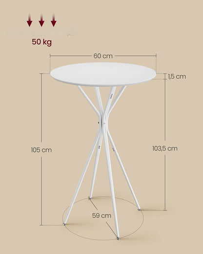 Nancy's Manhouce Bartafel - Hoge Tafel - Statafel - Wit - Ø 60 cm