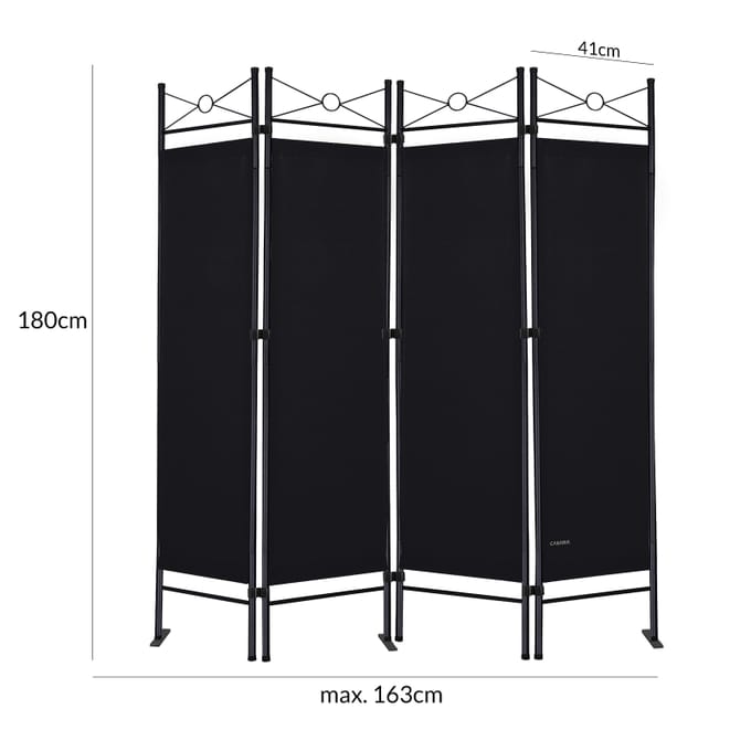 Nancy's Teixeira Kamerscherm - Privacyscherm - Roomdivider - Zwart - ± 160 x 180 cm