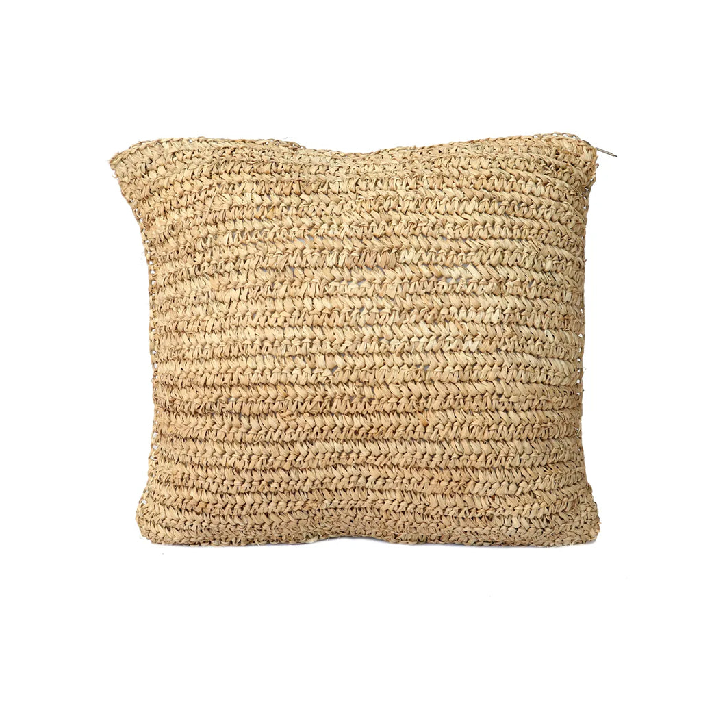 Bazar Bizar Housse de Coussin Raphia Flores - Naturel - Raphia - 40 x 40 cm