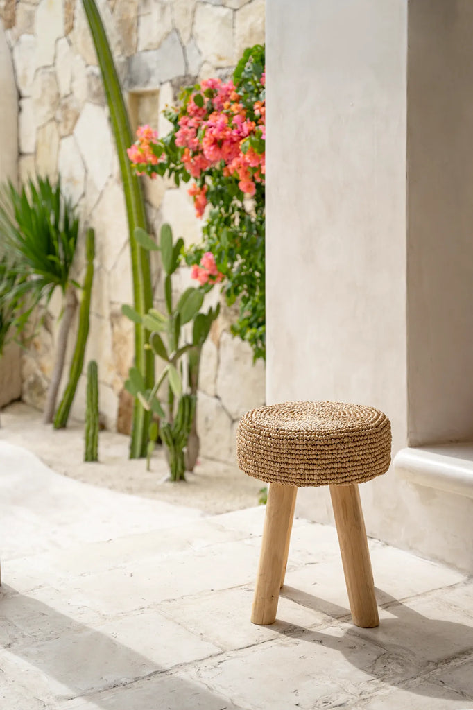 Bazar Bizar Raffia Stool - Natural