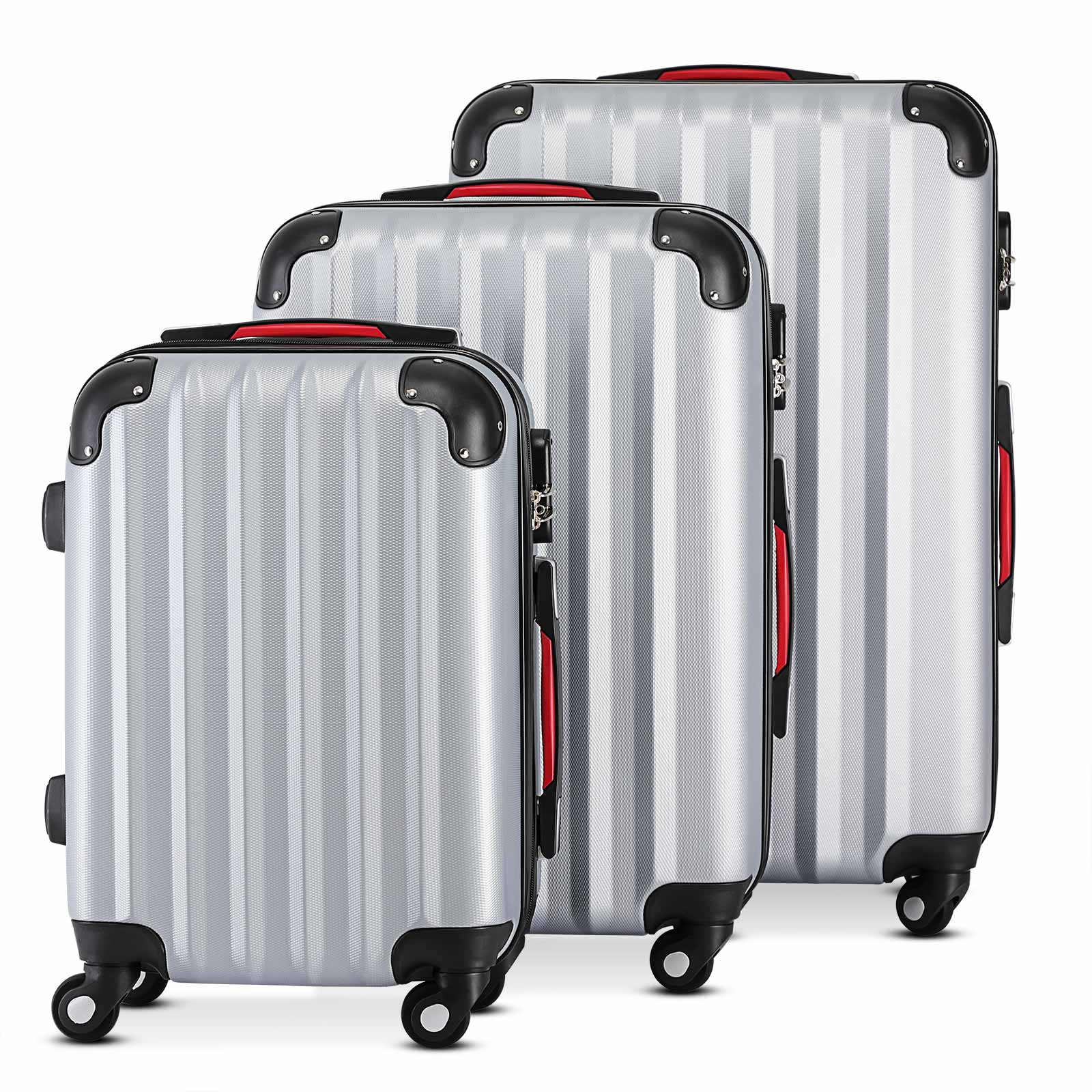 Nancy's Lochbuie Kofferset - Reiskoffers - 3-delig - Hardcase - Extra Riemen - Praktisch Netvak - ABS - Zilver