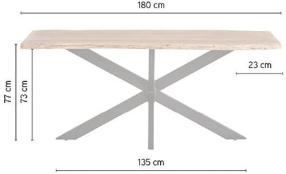 Nancy's Chorense Dining room table - Dining table - Kitchen table - Natural / Black - Acacia wood / Steel - 180 x 90 x 77 cm