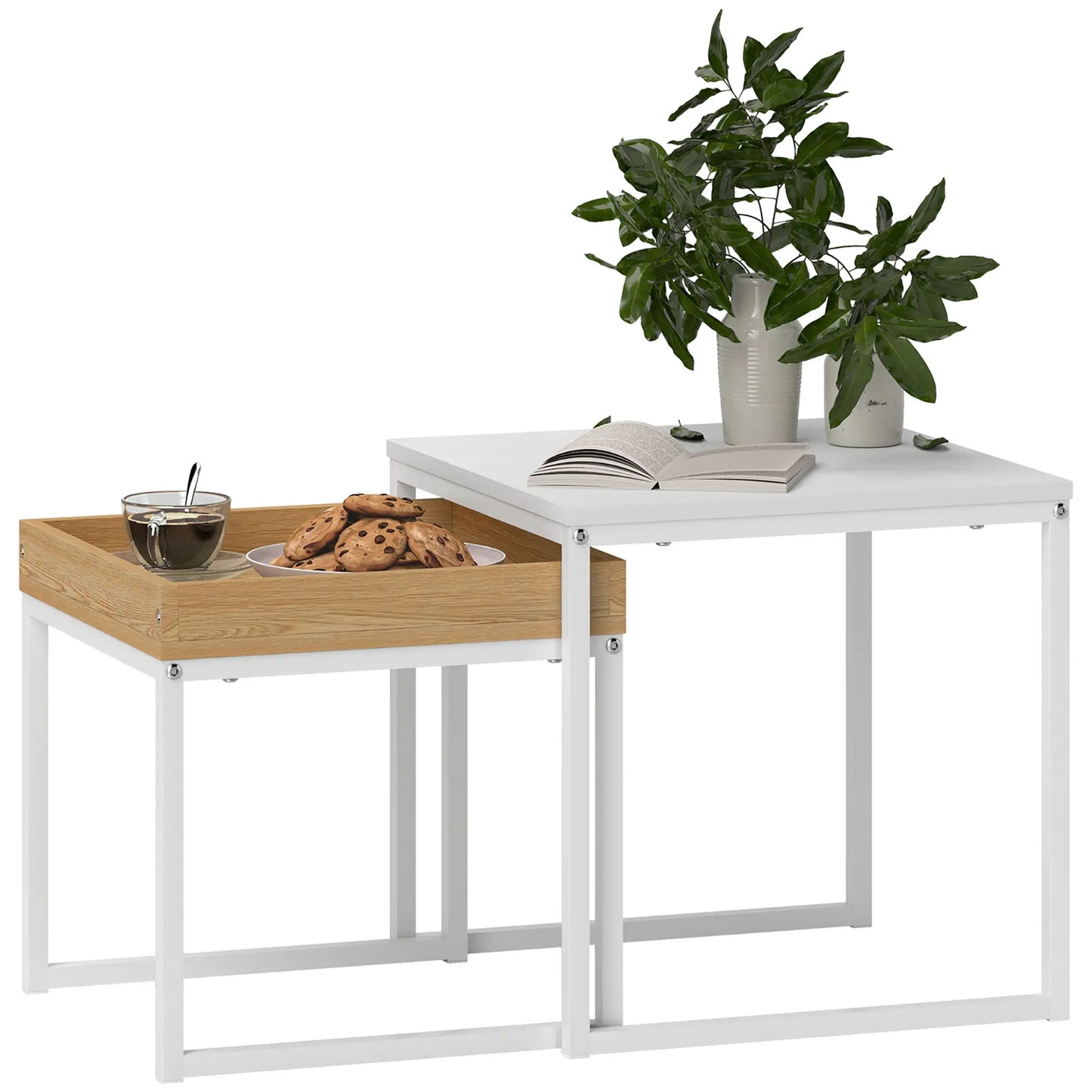 Nancy's Granja Salontafel Set - Bijzettafels - Koffietafels - Wit - MDF / Staal