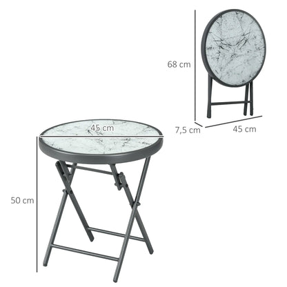 Nancy's Feital Balkontafel - Bistrotafel - Tuintafel - Opvouwbaar - Staal / Glas - Ø 45 x 50 cm