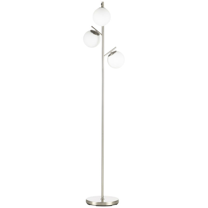 Nancy's Ardea Vloerlamp - Staande Lamp - Zilver / Wit - Glas / Staal