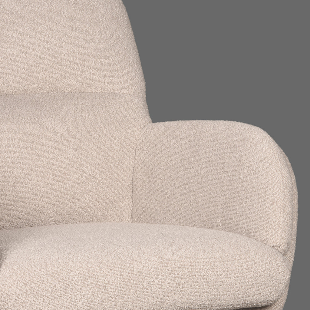 LABEL51 Draaifauteuil Moss - Naturel Boucle | Zwart Metaal - 70x77x90 cm