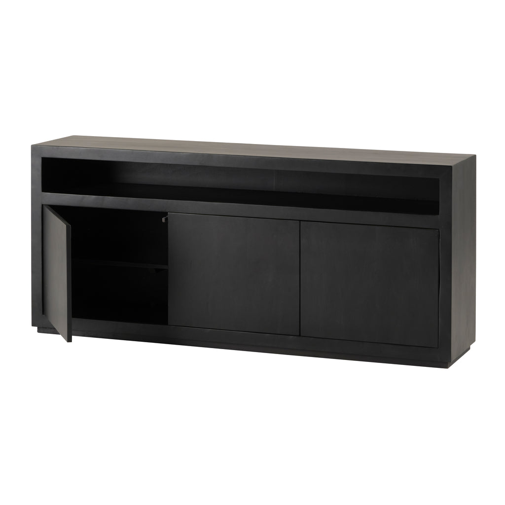 Nancy's Lapela Dressoir - Opbergkast - 3 deuren en 1 open vak - Zwart - Mangohout - ± 180 x 40 x 80 cm