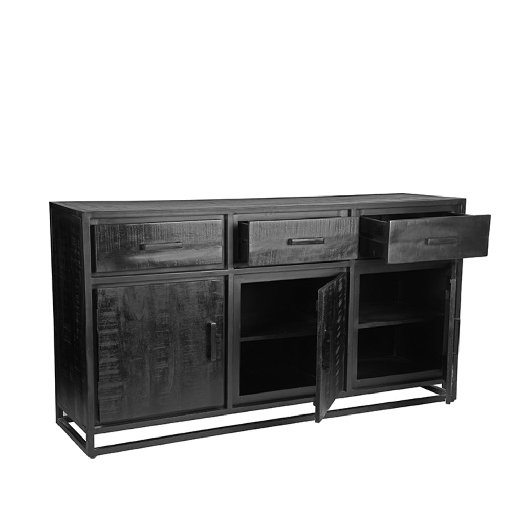 LABEL51 Buffet Chili - Noir - Bois de manguier - 175 x 45 x 90 cm