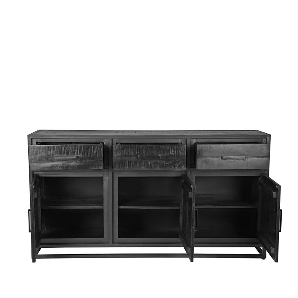 LABEL51 Sideboard Chili - Black - Mango wood - 175 x 45 x 90 cm