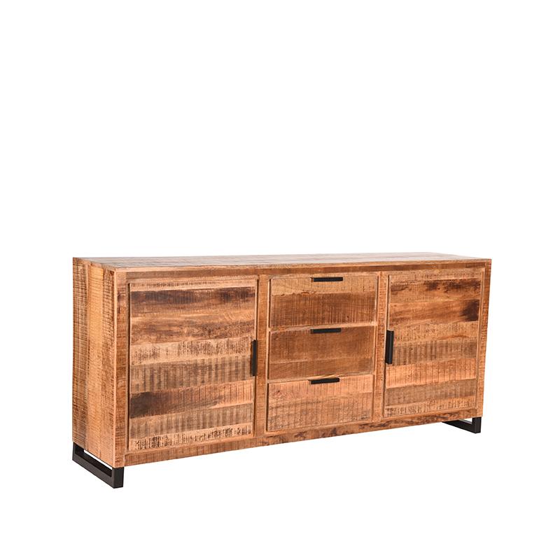 LABEL51 Dressoir Glasgow - Kasten - Design - Dressoirs - Mangohout - Rough - 190 x 45 x 85 cm