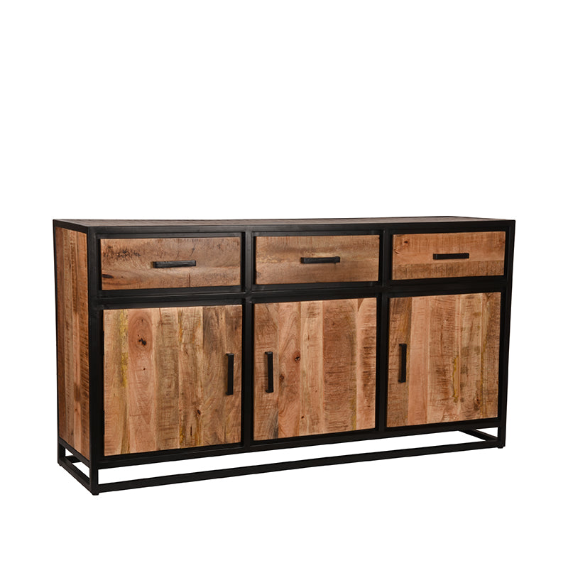 LABEL51 Dressoir Tampa - Rough Mangohout | Zwart Metaal - 170x45x90 cm