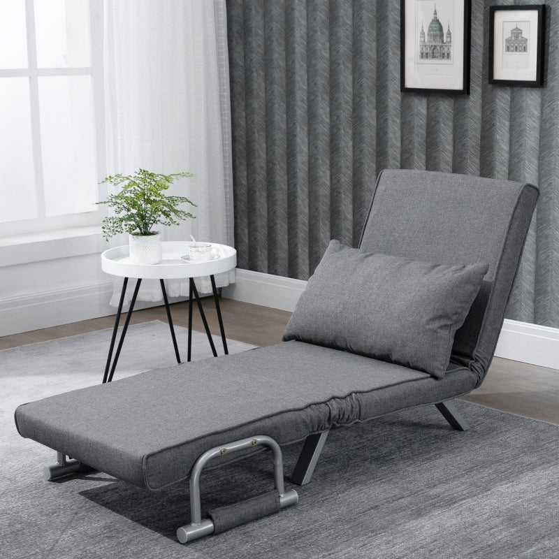 Nancy's Minneola Relax armchair - Guest bed - Lounger - 3-in-1 - Chaise Longue - linen-like polyester - gray - 65 x 69 x 80 cm 