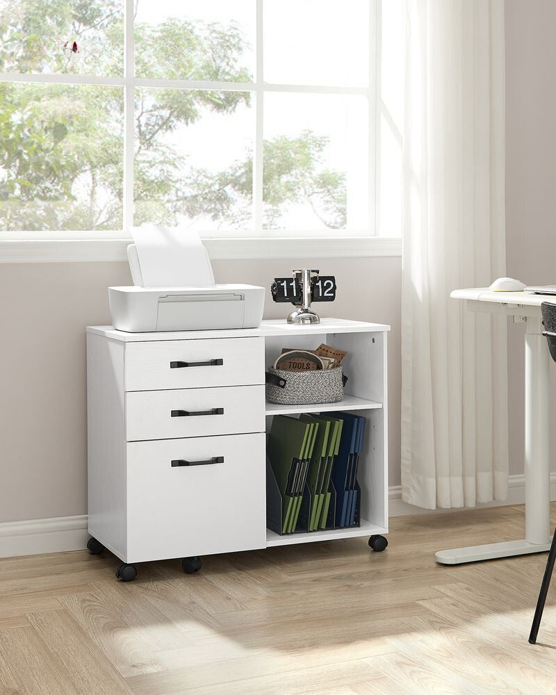 Classeur Auronzo de Nancy - Meuble de bureau - Commode - Sur roulettes - Blanc - 40 x 60 x 65 cm