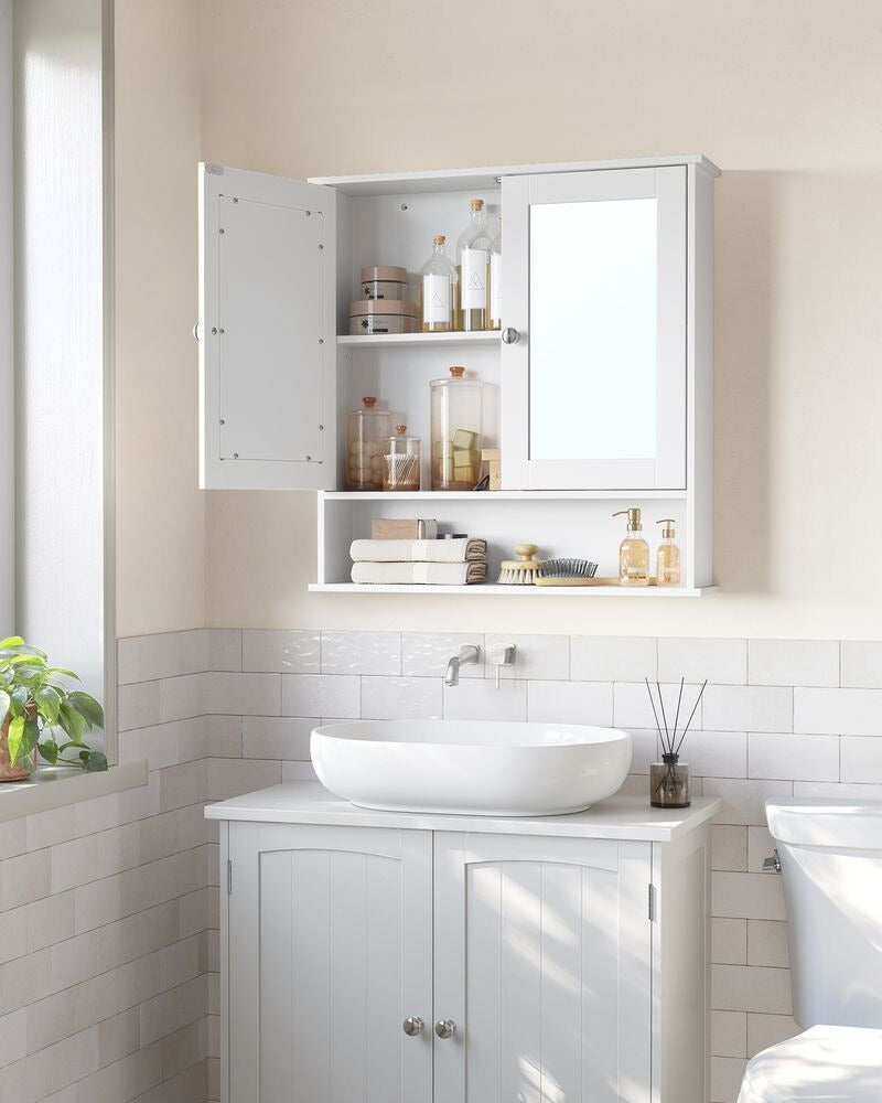 Nancy's Dorking Bathroom Cabinet With Mirror - White - Bathroom Furniture - 65 x 15 x 75 cm