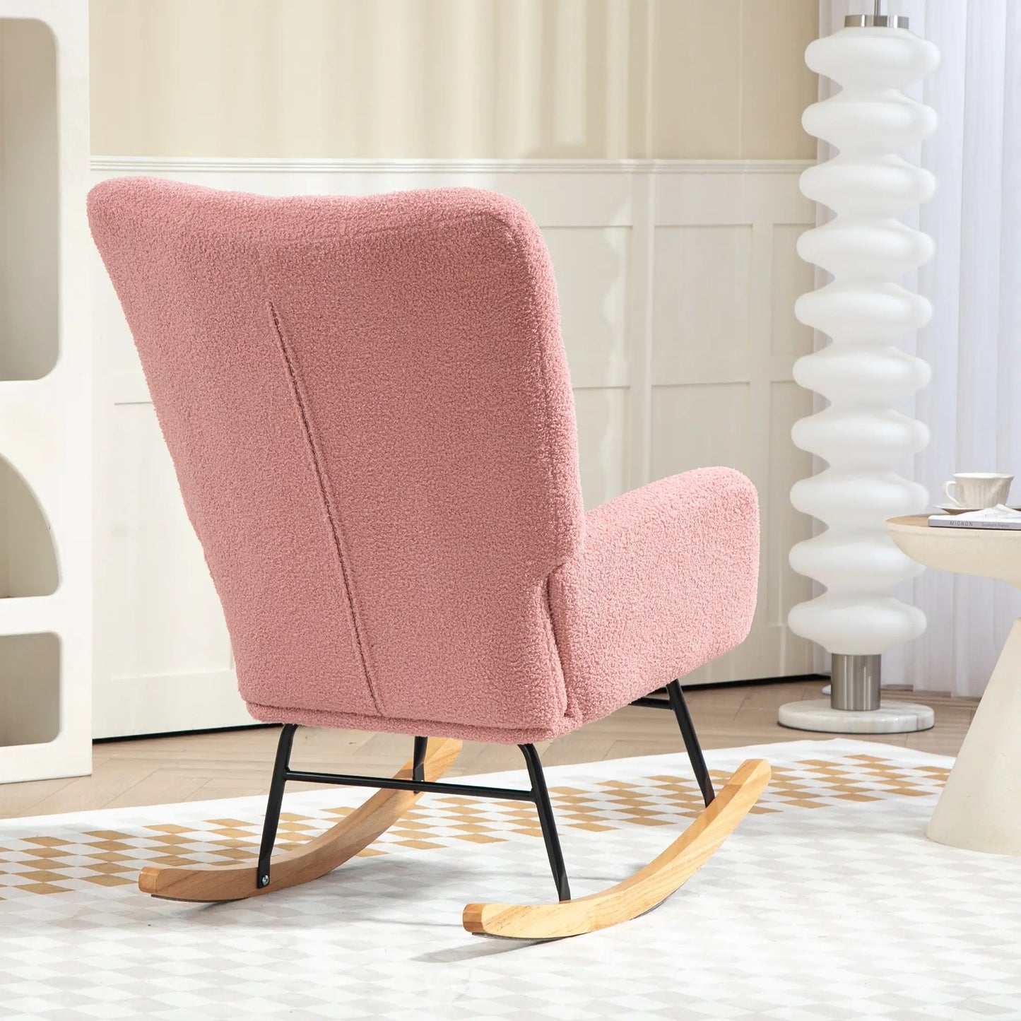 Nancy's Anais Schommelstoel - Loungestoel - Relaxstoel - Roze - Teddystof