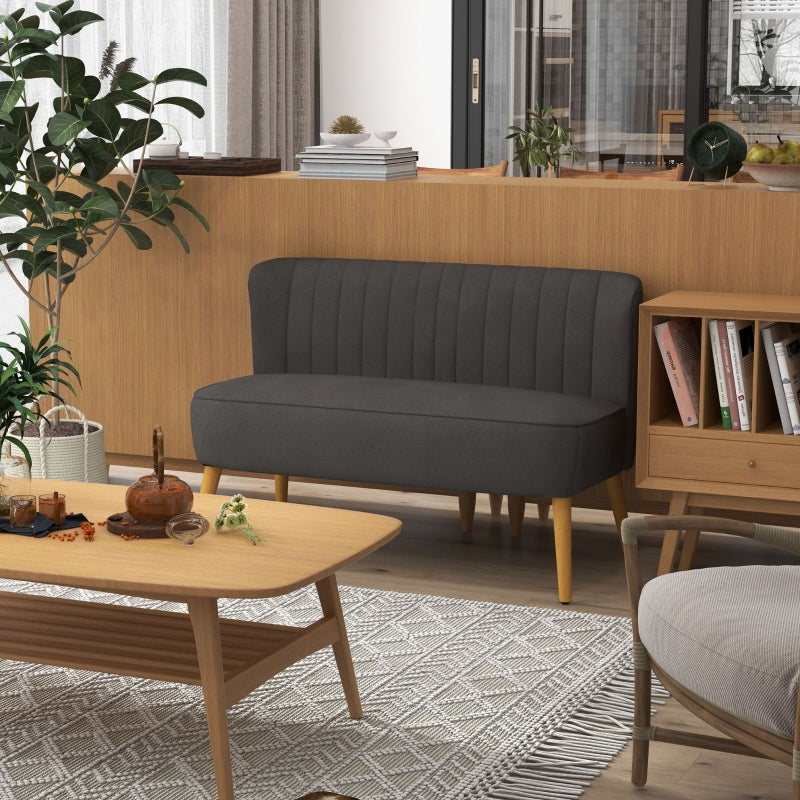 Nancy's Hessie Retro design 2-seater sofa, wooden legs, 117 cm x 56.5 cm x 77 cm, dark gray