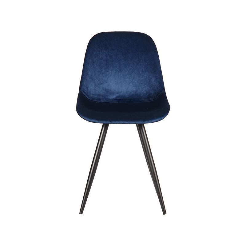 LABEL51 Eetkamerstoel Capri - Set van 2 - Kuipstoel - Keukenstoel - Eetkamerstoelen - Fluweel - Blauw - 46 x 56 x 88 cm