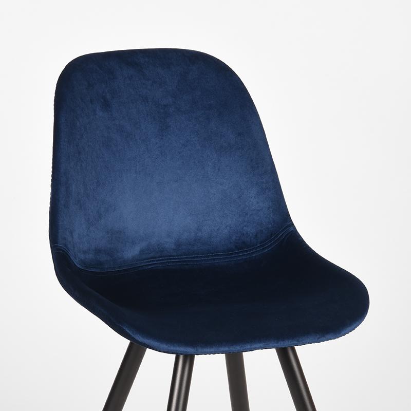 LABEL51 Eetkamerstoel Capri - Set van 2 - Kuipstoel - Keukenstoel - Eetkamerstoelen - Fluweel - Blauw - 46 x 56 x 88 cm