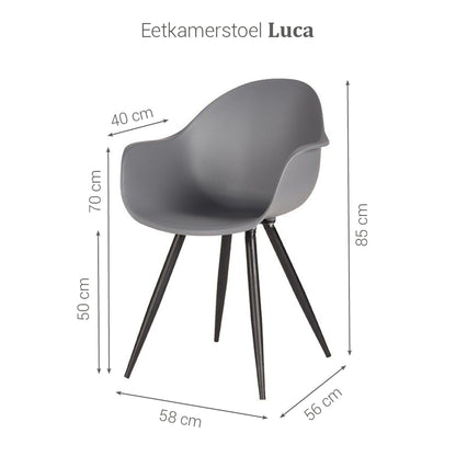 LABEL51 Eetkamerstoel Luca - Set van 2 - Kunststof - Kuip - Stoel - Designstoel - Eetkamerstoelen - Grijs - 58 x 85 x 54 cm