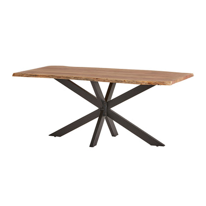 Nancy's Chorense Dining room table - Dining table - Kitchen table - Natural / Black - Acacia wood / Steel - 180 x 90 x 77 cm