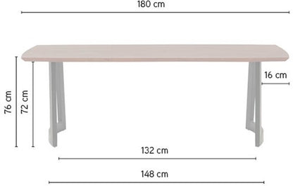 Table de salle à manger Nancy's Ciboes - Table à manger - Table de cuisine - Noyer foncé / Noir - Bois de manguier / Acier - 180 x 90 x 78 cm