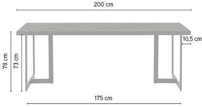 Nancy's Souto Eetkamertafel - Eettafel - Keukentafel - Zwart - Mangohout - 200 x 100 x 78 cm